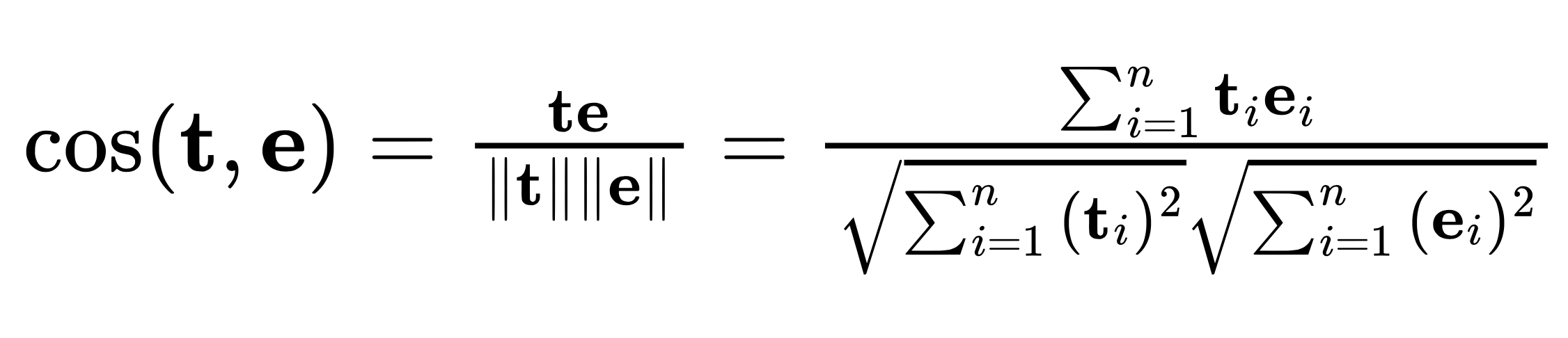 Formula for Cosine Similarity